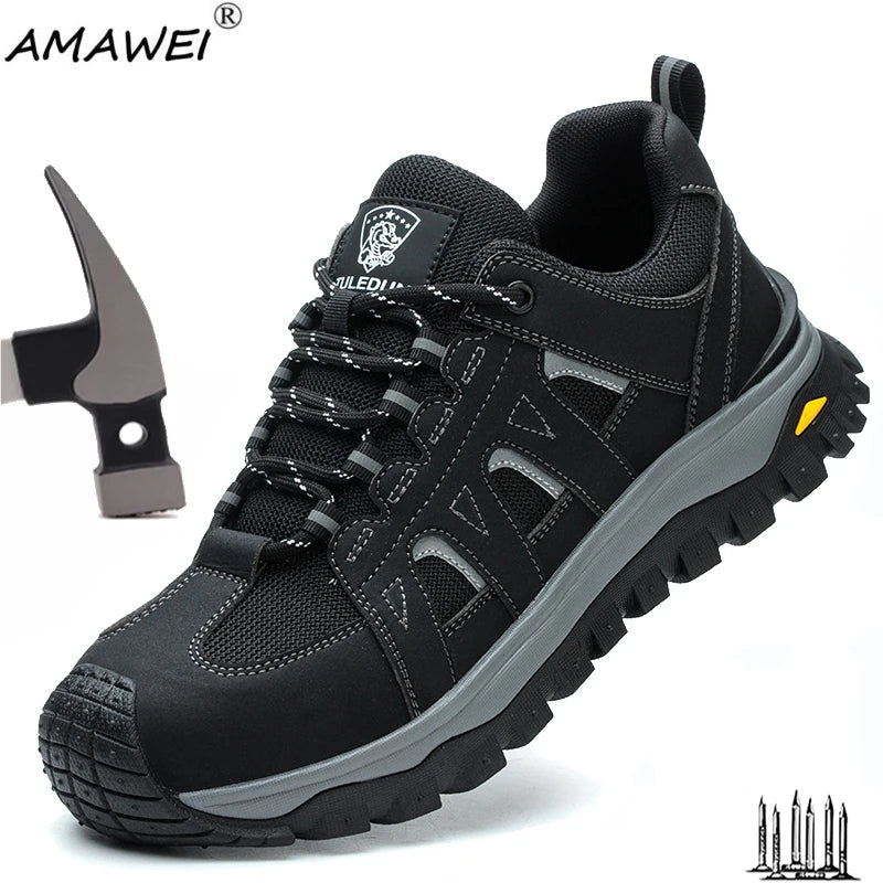 Steel Toe Safety Shoes Men Work Safety Boots Lightweight Breathable Comfortable Sneakers Men Boots Slip-resistant shoes (Copie) (Copie) (Copie)